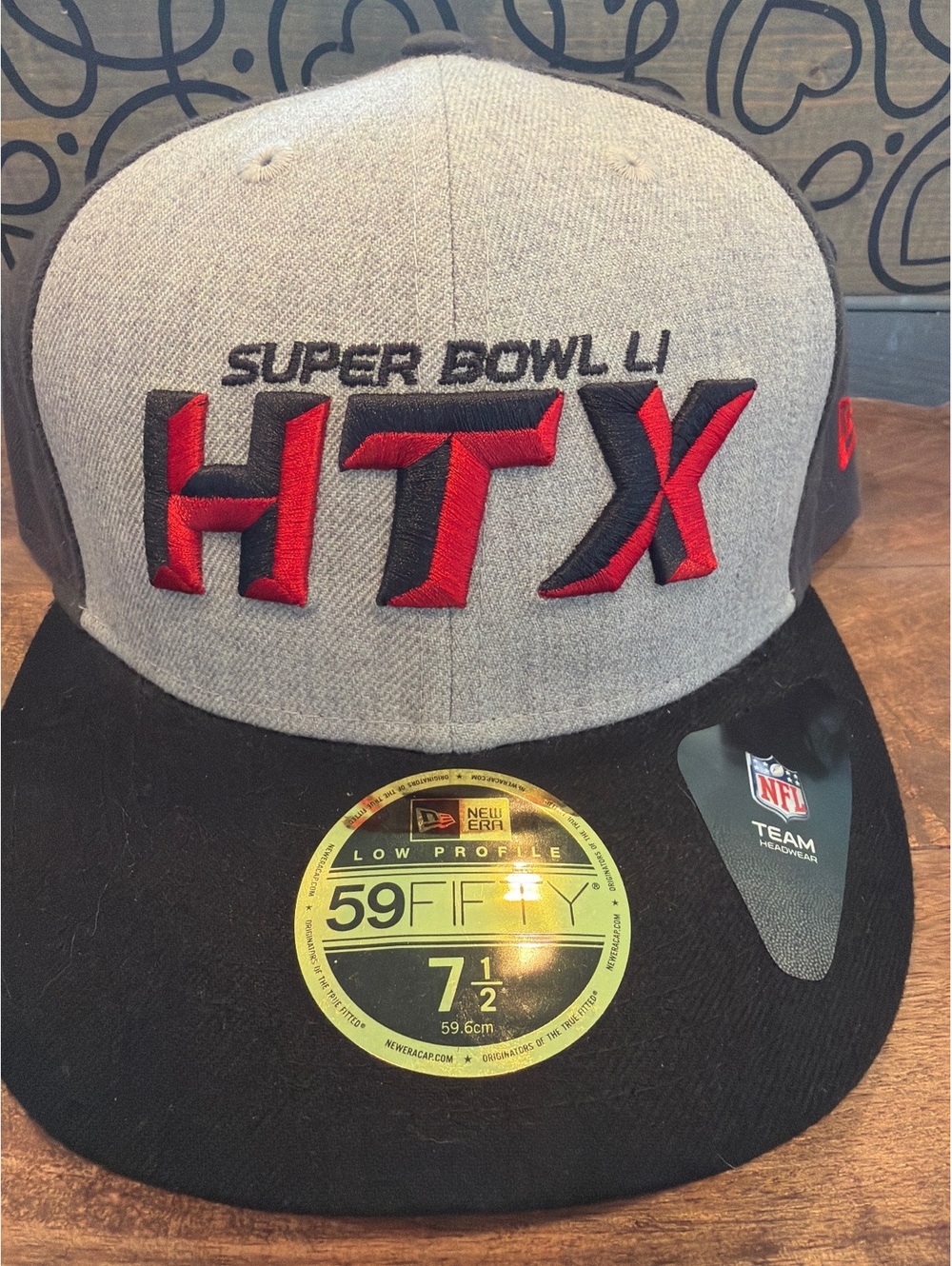 New Era 59FIFTY Super Bowl LI HTX Fitted Cap Hat Size 7 1/2